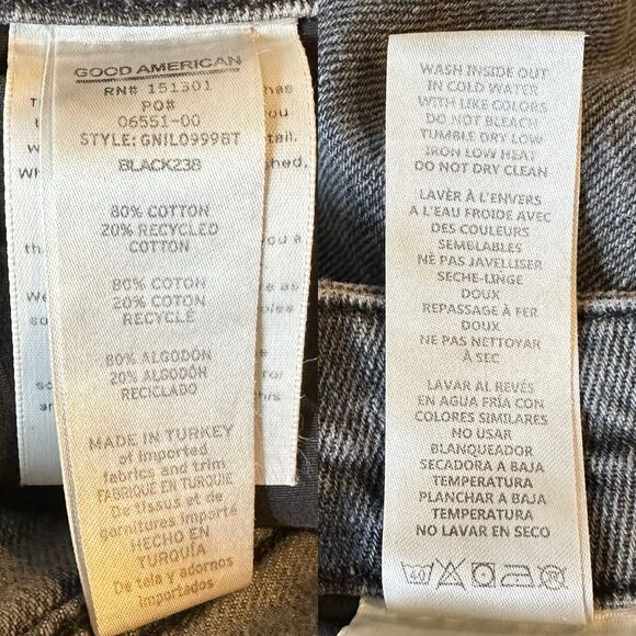 Good American Good 90s‎ Jeans Womens 27 Barrel Black Rigid Denim HR Y2K NWT - Picture 9 of 11